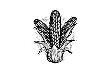 Corn hand drawing sketch vintage engraving vector illustration.のイラスト素材