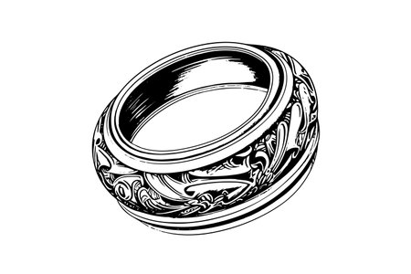 Vector hand drawn illustration of jewelry rings in vintage engraved style.のイラスト素材