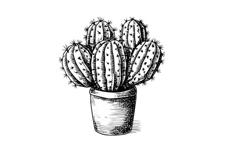 Cactus hand drawn ink sketch. Engraving style vector illustration.のイラスト素材