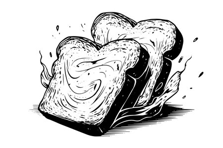 Toast slices sketch. Bread engraving in hand drawn style vector illustration.のイラスト素材