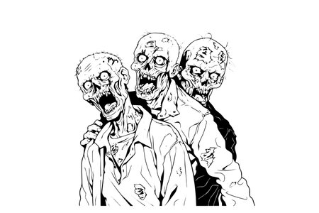 Zombie hand drawn ink sketch. Engraved style vector illustration.のイラスト素材