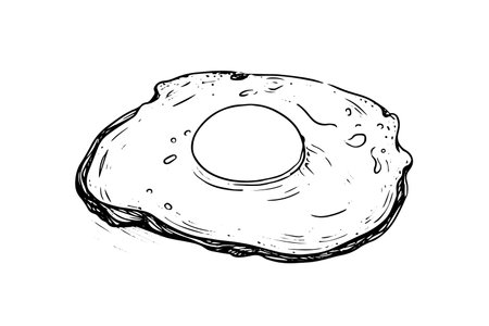 Fried egg hand drawn ink sketch. Engraving style vector illustration.のイラスト素材