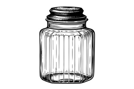 Empty jar hand drawn ink sketch. Engraved vector illistration.のイラスト素材