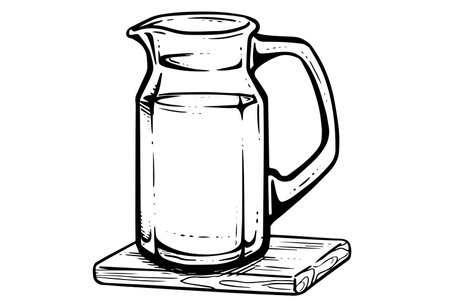 jug or pitcher hand drawn ink sketch. Engraved style vector illustrationのイラスト素材