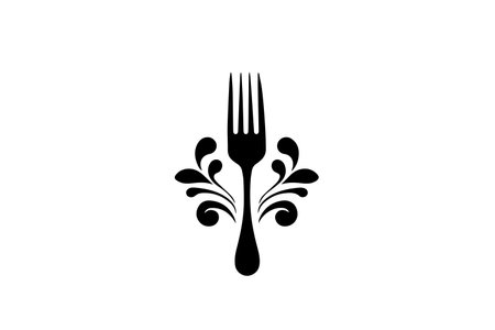Vintage Cutlery Logo: Abstract Vector Illustration of Fork. Simple Icon.のイラスト素材