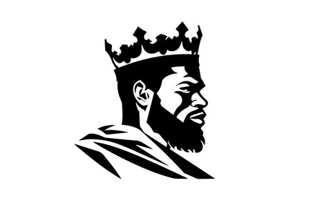 Regal King Vector Logo: Noble Profile with Crown and Beard, Inspired by Ancient Majesty.のイラスト素材