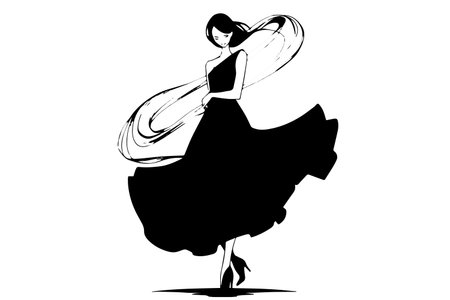 Beauty dancing woman silhouette. Sexy slim body logo vector icon.のイラスト素材