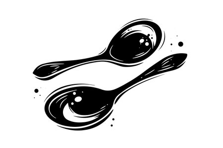 Vintage Wooden Spoon: Engraved Vector Illustration of Culinary Icon Sketch Element.のイラスト素材