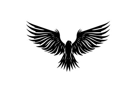 Eagle Vector Emblem: Majestic Falcon Logotype Silhouette in Flight.のイラスト素材