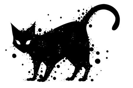 Urban Graffiti Cat Vector: Black Silhouette Illustration in Various Poses and Expressionsのイラスト素材