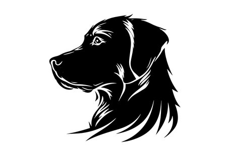 Dog Head Silhouette Vector Logotype Illustration. Cute Retriever Icon Art.のイラスト素材