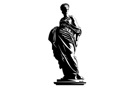 Ancient Greek Statue: Vintage Sketch Vector of Mythological Goddess.のイラスト素材