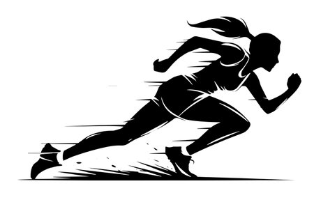 Runner Logo: Abstract Vector Athlete Silhouette Illustration. Sport, Marathon Concept.のイラスト素材