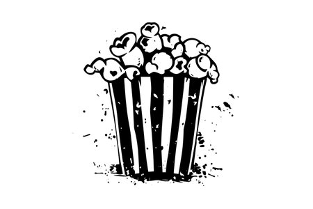 Vintage Popcorn Vector Illustration: Hand-Drawn Sketch. Cinema Logotype.のイラスト素材