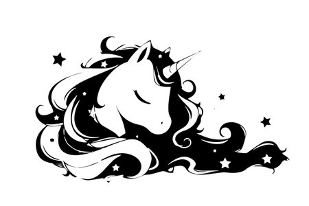 Engraved Unicorn Sketch: Mystical Vector Illustration Art.のイラスト素材