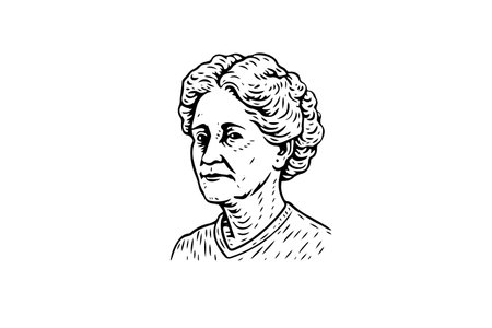 Vintage Grandma Portrait: Hand-Drawn Vector Illustration of an Elderly Woman.のイラスト素材