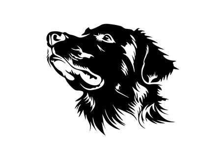 Dog Head Silhouette Vector Logotype Illustration. Cute Retriever Icon Art.のイラスト素材