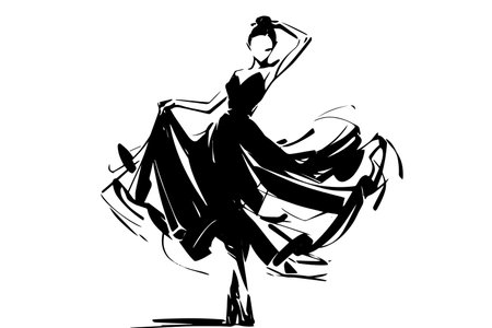 Beauty dancing woman silhouette. Sexy slim body logo vector icon.のイラスト素材