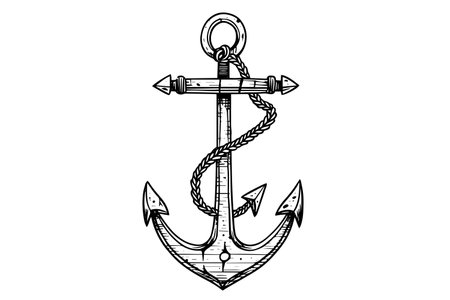 Sea anchor hand drawn ink sketch. Engraved retro style vector illustration.のイラスト素材