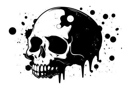 Grunge Vector Skull: Abstract Gothic Graffiti Art with Vintage Rock Influence.のイラスト素材