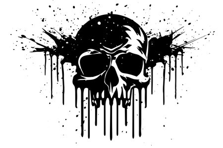Grunge Vector Skull: Abstract Gothic Graffiti Art with Vintage Rock Influence.のイラスト素材