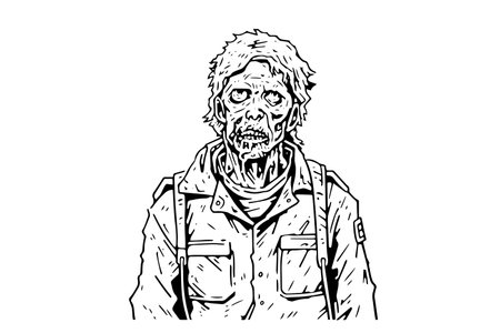 Horror Vector of Walking Dead: Vintage Illustration of Zombie Apocalypse.のイラスト素材