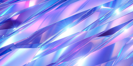Holographic background with glass shards. Rainbow reflexes in pink and purple color. Abstract trendy...