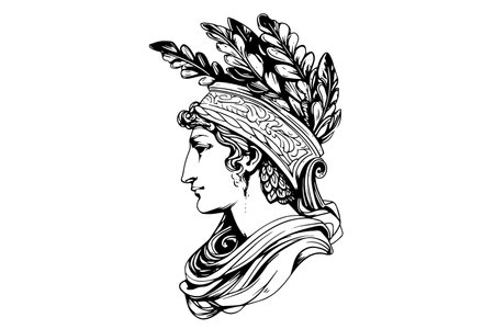 Hermes head hand drawn ink sketch. Engraved style vector illustration.のイラスト素材
