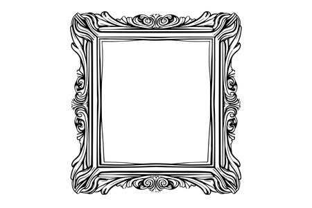 Royal vintage mirror engraved for decorative design. Hand drawn vector.のイラスト素材