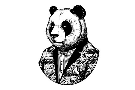 Vintage Hand-Drawn Bear in Businessman Suit: Hipster Animal Character Sketch with Typography Design.のイラスト素材
