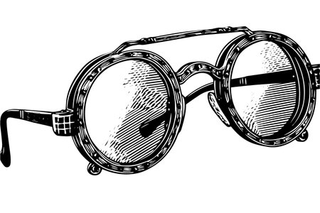 Steampunk Goggles: Vintage Vector Sketch of Industrial Eyewear with Clockwork Detailのイラスト素材