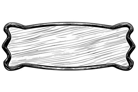 Vintage Wooden Signboard Collection: Hand-Drawn Vector Sketches with Retro Charm.のイラスト素材