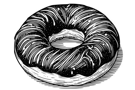 Vintage Hand-Drawn Donut Sketch: Vector Illustration of Sweet Treats Chocolate.のイラスト素材