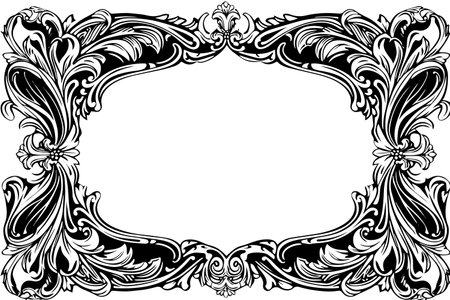 Vintage Victorian Ornamental Frame: Classic Rococo Vector Design with Golden Flourishes.Message Board.のイラスト素材