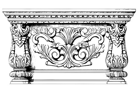 Vintage Baroque Ornamental Collection: Vector Illustrations of Classic Architectural Frame Elements.のイラスト素材