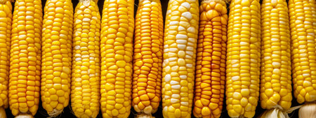 Fresh ripe corn cobs seamless texture background.