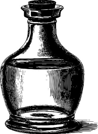 Vintage engraved illustration of a potion bottle design for artistic and decorative useのイラスト素材