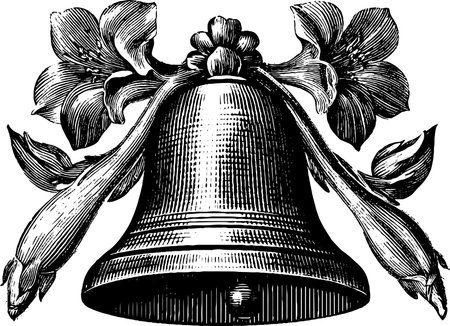 Classic wedding bell with floral engraving design for celebration invitations and decorationsのイラスト素材