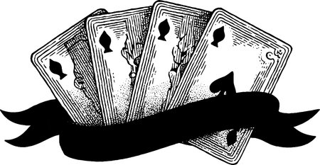 Vintage engraved playing cards illustration for decor or design projects