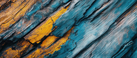 Cinematic view of weathered barn wood showcasing rich textures and saturated colorsの写真素材