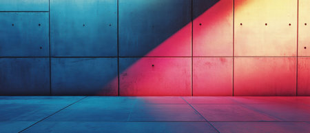 Cinematic shot of smooth concrete texture with vibrant colors and shadows at dusk