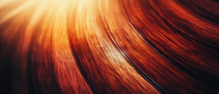 Cinematic view of polished mahogany wood showcasing rich texture and colors