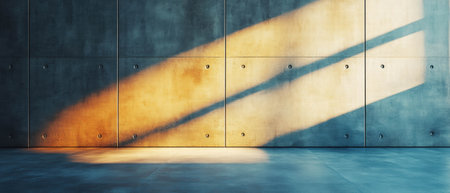 Cinematic depiction of polished concrete wall with dynamic light and vibrant colorsの写真素材