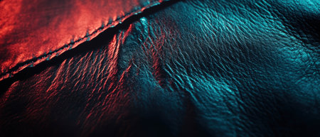 Cinematic shot showcasing vibrant synthetic leather texture in rich colorsの写真素材