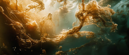 Captivating view of a kelp forest with swaying seaweed in tranquil watersの写真素材