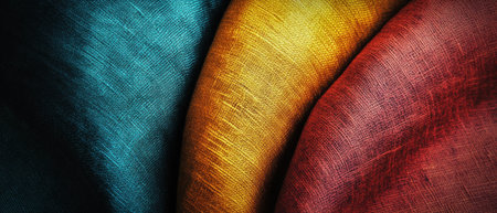 Cinematic shot showcasing vibrant canvas texture with rich, saturated colorsの写真素材