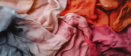 Cinematic canvas texture showcasing vibrant and saturated colors in a fabric arrangementの写真素材