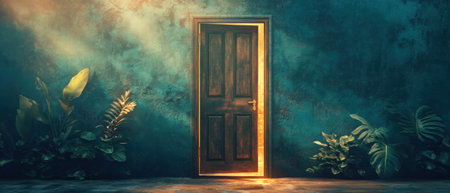 Opening doors to new opportunities illuminated by graduation elementsの写真素材