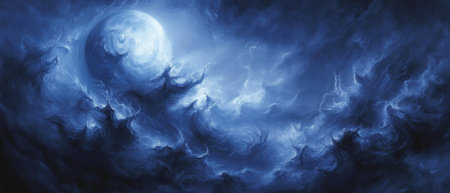 Close-up view of a planets vibrant atmosphere showcasing thick cloud formationsの素材