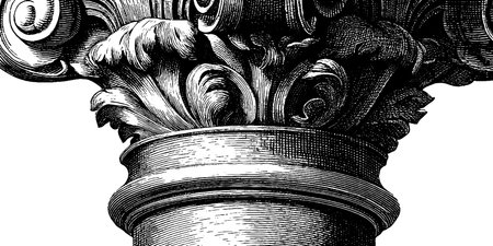 Baroque column base with intricate engraved ornamentation for historical design themesのイラスト素材